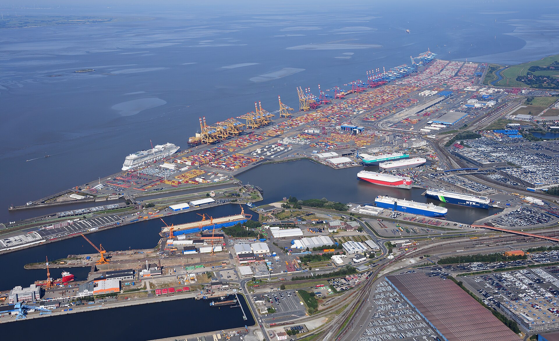 Container terminal at Bremerhaven, viewed from above