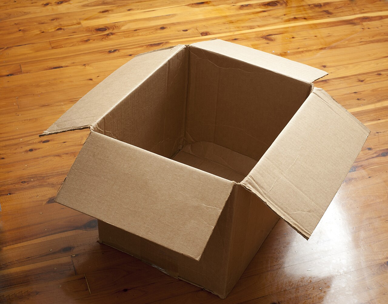 Plain corrugated cardboard shipping box